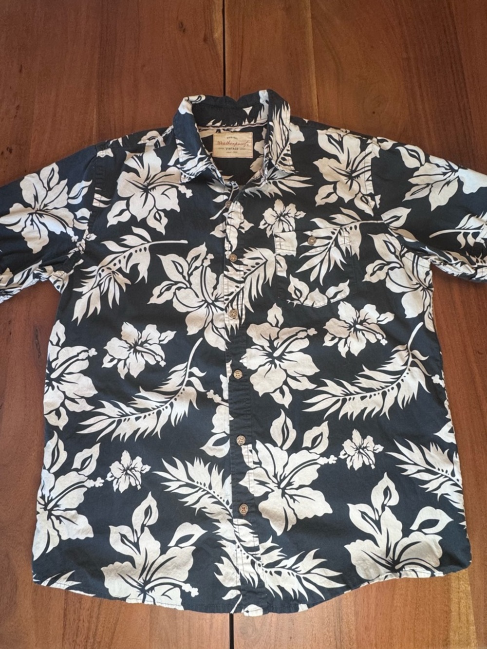 Weatherproof Navy and White Floral Button-Down Shirt